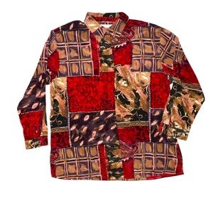 Vintage 90s Christie & Jill Woman Long Sleeve Button Down Shirt Silk Effect 22W